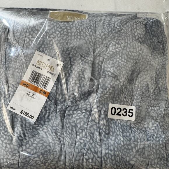 New Michael Kors V-Neck Midi Kaftan Chambray Dress Size S/M MISSING Chain Belt - Picture 16 of 16